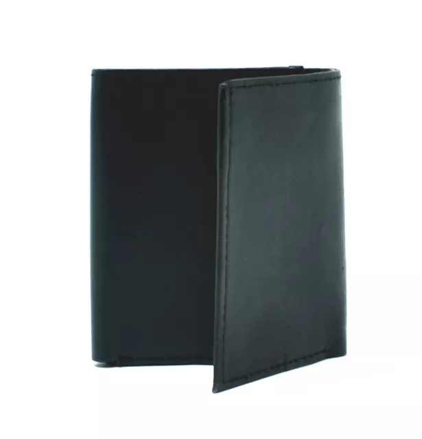 Men Black Genuine Leather Trifold Wallet ID Window Credit Card Holder Purse