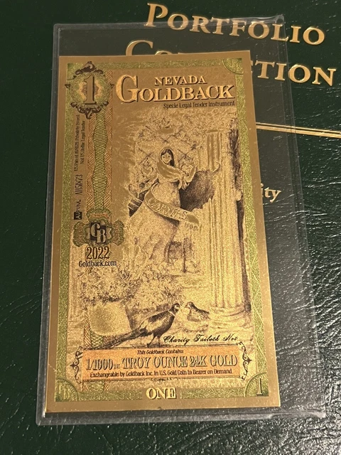 1 Nevada Goldback 24KT 1/1000th Oz 999 Gold Foil Note Currency Gold Back