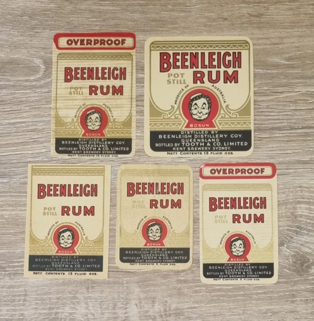Australian Rum Labels Beenleigh Rum Pot Still Bosun Overproof Tooth & Co