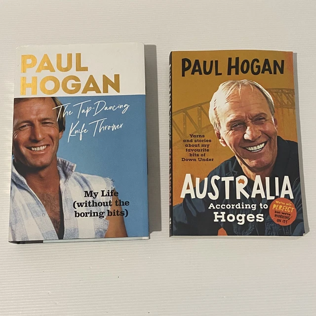 PAUL HOGAN BOOKS x 2 TapDancing Knife Thrower & Australia According