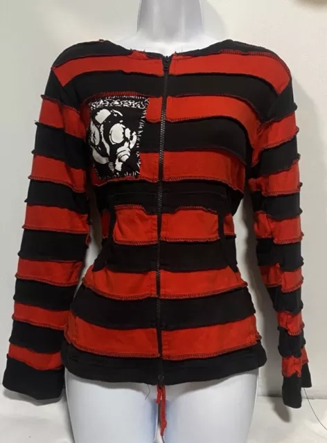 Dystopia Striped Patch Zip-Up Hoodie