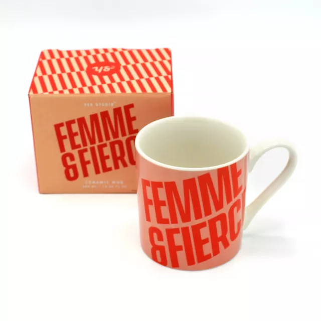 LUSTIGE TASSE ""FEMME & FIERCE"" 380 ml Neu Geschenkverpackung Ja Studio Keramikbecher