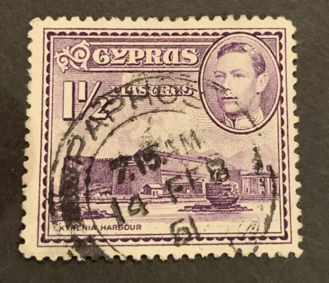 1938 George VI 1 1/2pi Violet FU Cyprus Commonwealth Stamp