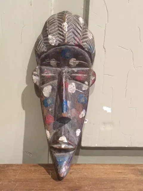 African Hand Carved Tribal Passport Style Face Mask 6.25”