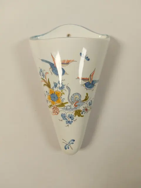 French Poterie a la Chapelle des Pots Hand Painted Wall Pocket Vase Wall Hanging