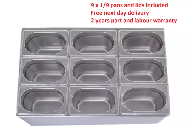 9 PAN WET HEAT BAIN MARIE FOOD WARMER HOLDER 9X 1/9 @Next day delivery