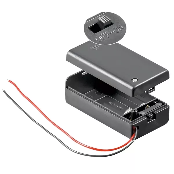 Batteriehalter Fach 9 Volt Batterie mit Ein-Aus Schalter / 9V Batteriefach E-A