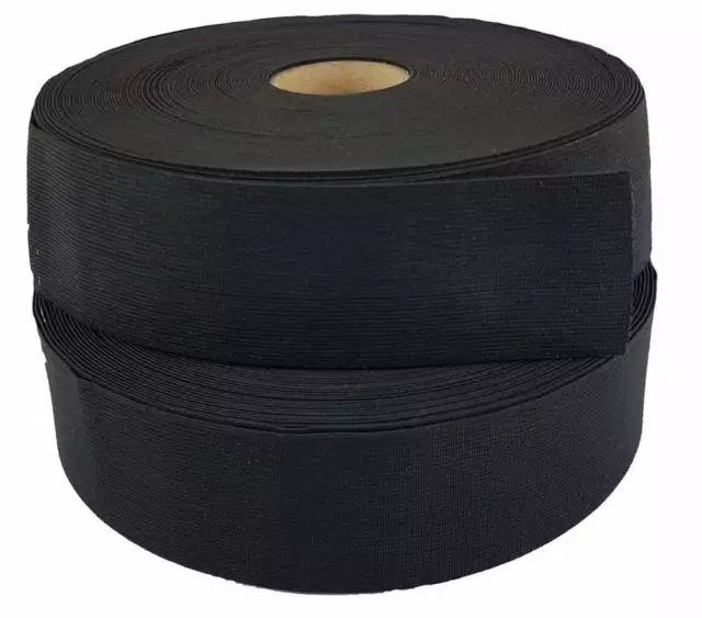 Black 50 mm wide woven flat bunge elastic