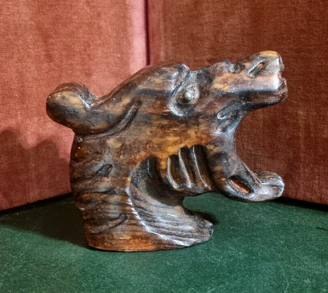 Griffin chimera dragon carving pediment Vintage french architectural salvage 4"