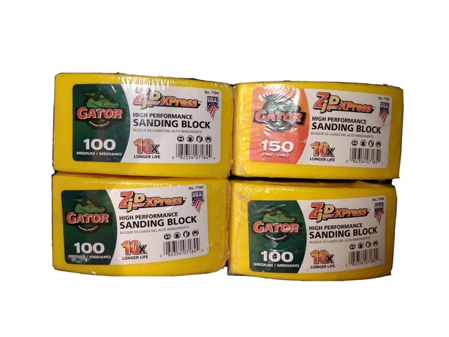 Gator Zip Xpress High Performance Sanding Blocks Set of 4. 100 Medium & 150 Fine