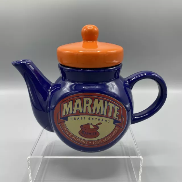 MARMITE TEAPOT Blue Orange Advertising Vintage Style Ceramic Novelty - 700ml