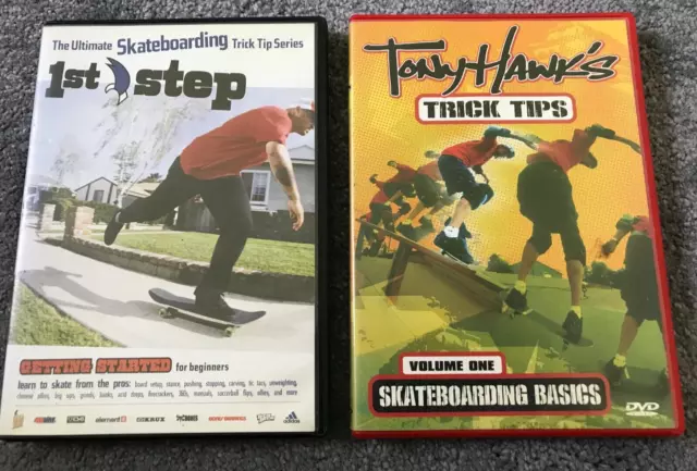 1St Step Skateboarding & Tony Hawk Tip Tricks Basics Dvd Learn To Bundle Tested