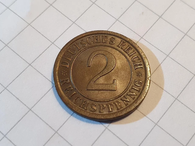 0734: German Reich Weimar Republic 2 Reichspfennig 1925 A