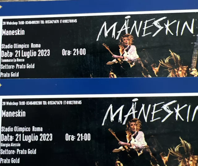 Maneskin ROMA 2 Biglietti Prato  Gold Olimpico