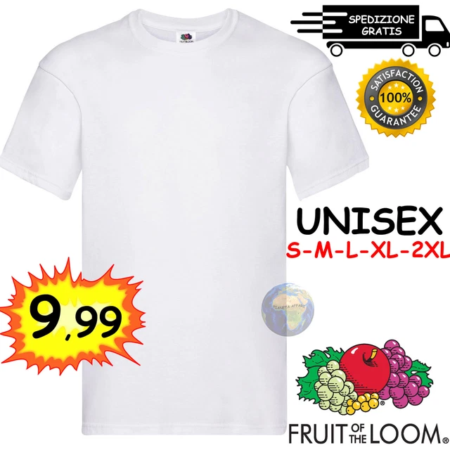 T-SHIRT a MANICA CORTA Bianca FRUIT OF THE LOOM da UOMO/DONNA Maglia IN COTONE