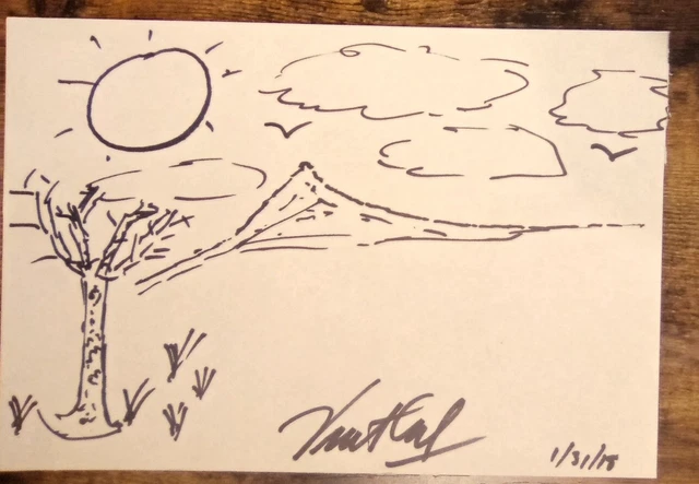 Drawing by Father of Internet Vint Cerf Autograph Authentically signed 7x5