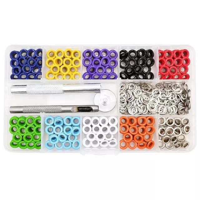 400PCS 10 Colors Grommets Eyelets Kits with Punch Tool, 5mm Metal Grommet Kits