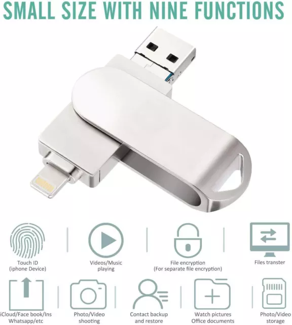 1 TB USB 3.0 chiavetta di memoria flash OTG per iPhone iPad iOS 32/64/128/256/512 GB 3