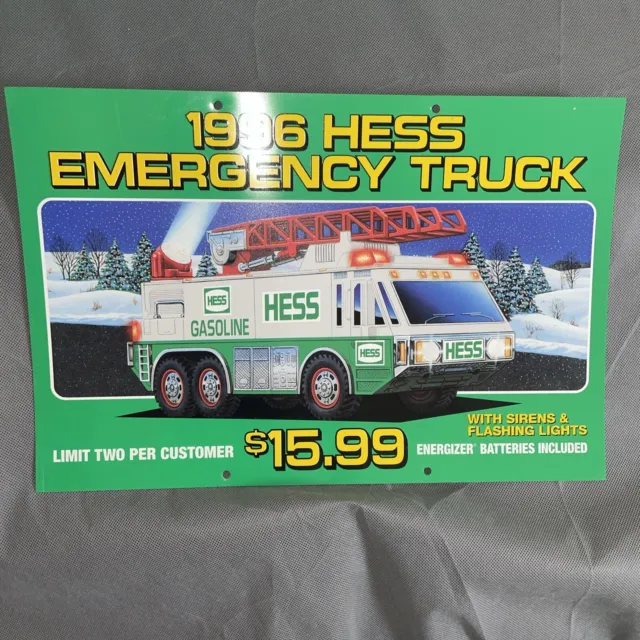 Vintage 1996 Hess Advertising Display Sign Poster Emergency Truck 15.99