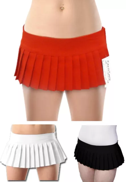 New Girls / Ladies 7" Pleated Mini Short Skirt Red Black White Womens  Skirts