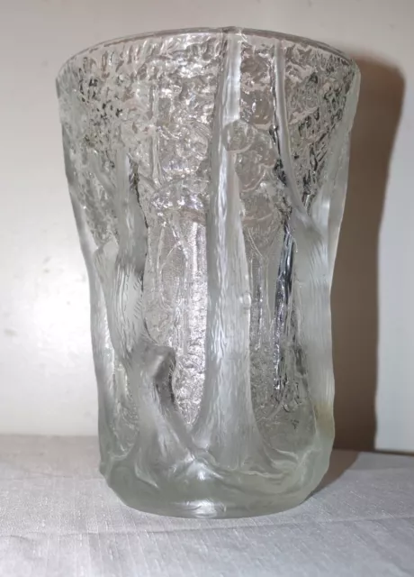 large antique 1930's Josef Inwald Barolac figural frosted art glass forest vase 3