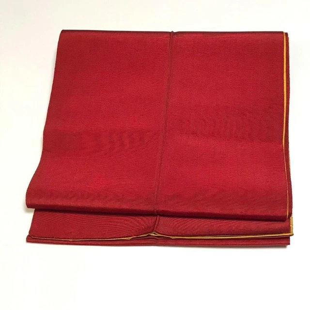 8438# Japanese Vintage Nagoya Obi Belt kimono Pure Silk Plain Pattern Red