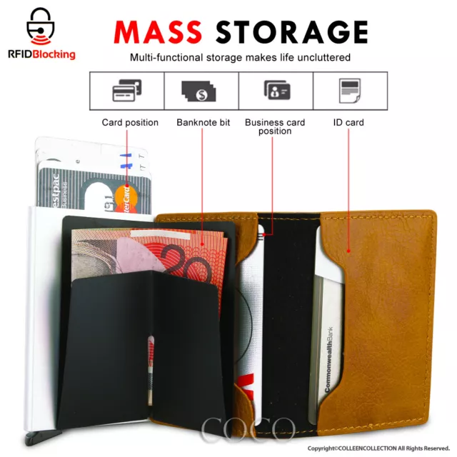 Card Holder RFID Blocking Leather Credit Case Men Money Cash Wallet Clip Purse 2