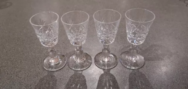 Royal Brierley 'Bruce Cut' Sherry Glasses 4" Set of Four 