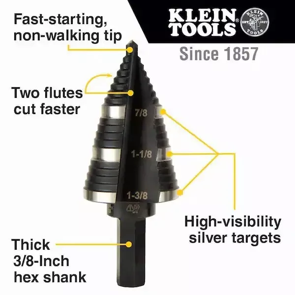 Klein Tools KTSB11 Double Fluted Step Drill Bit 5