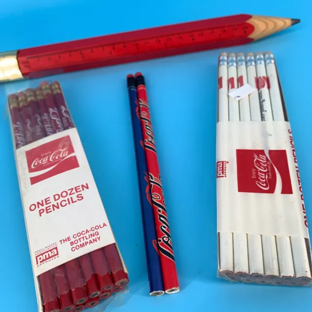 Coca Cola Pencils Packs Coke Novelty Oversize Ruler Vintage x27 1990s NOS