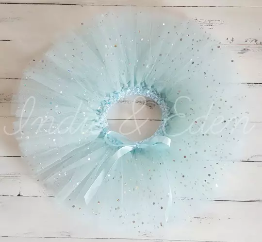 Baby Tutu blue sparkle photo prop cake smash toddler skirt party