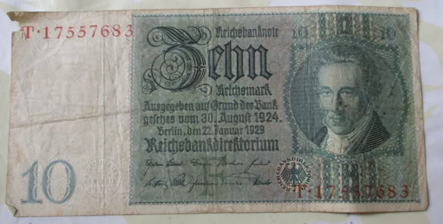 Billet Allemagne 10 Reichmark