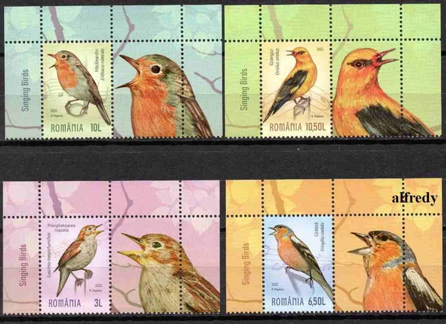 ROMANIA 2022 Singing Birds, Vogel, Fauna, Labels, MNH