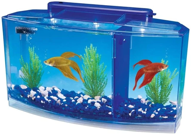 Betta Falls 2 Section Aquarium Fish Tank With  Power Filtration LED Lights Blue