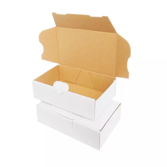 100 Cajas de cartón (16 x 11 x 5 cm) Blancas Automontables Para Envíos Postales