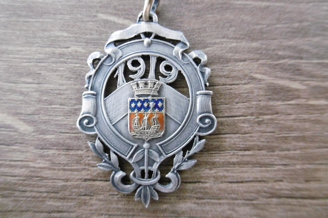 Médaille antique en argent sterling et émail - Chester : 1935 - France