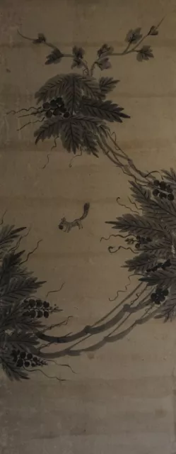 Very Fine Large Korean Joseon Dynasty Minhwa Folk Sumi Ink Squirrel on Jangji
