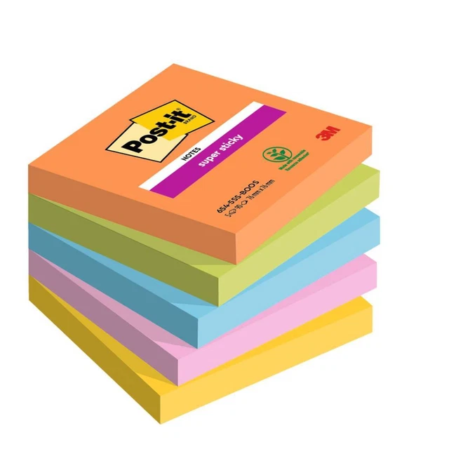 Blocco Post it® Super Sticky - 654-5SS-BOOS - 76 x 76 mm - colori Boost - 90 fog
