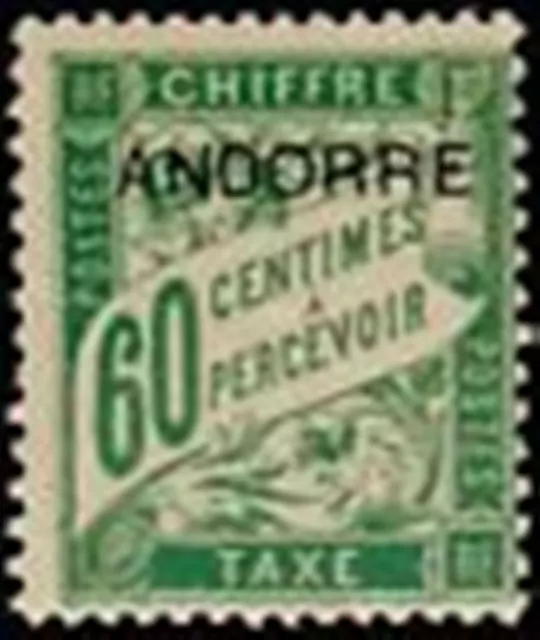 ANDORRE FRANCAIS STAMP TIMBRE TAXE YVERT N° 5 " 60c VERT " NEUF xx LUXE