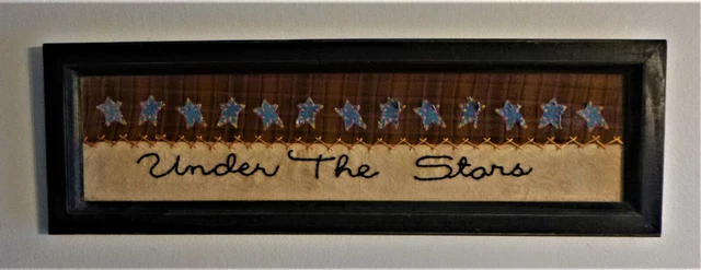Sentimiento Bordado Enmarcado ~ Bajo Las Estrellas ~ Arte Popular ~ 18-1/2" X 5-3/4"" ~ Primo
