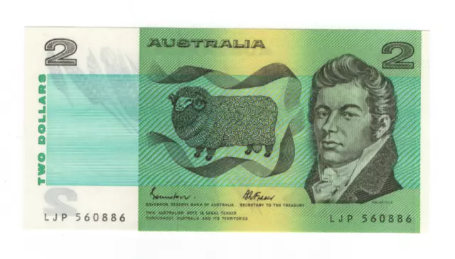 1985 (AUNC) AUSTRALIA $2 TWO DOLLAR NOTE - GREAT (AUNC) NOTE - Johnston/Fraser