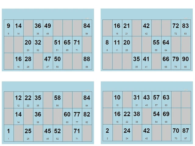 50 plaques bristol de 8 cartons de loto grand modèle 80 grs