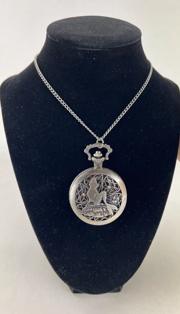 DISNEY Little Mermaid Ariel Pocket Watch Pendant Necklace Pewter Untested