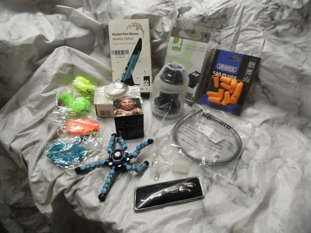 mixed job lot 15 misc items some new ear plugs cat toys pen mouse fidget toy etc