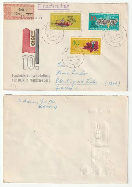 96909 - Mi.Nr. 895-897 - FDC, Einschreiben - Greiz 26.6.1962 nach Rothenburg