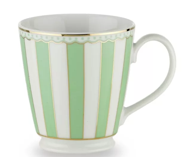 Noritake Apple GREEN Striped Carnivale Porcelain Mug New in Box