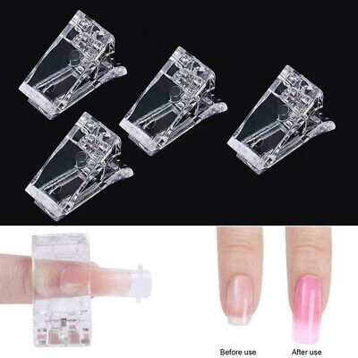 10x Puntas de uñas Clip Transparente Polieti Gel Extensión Constructor Abrazaderas Herramienta de manicura Plastut