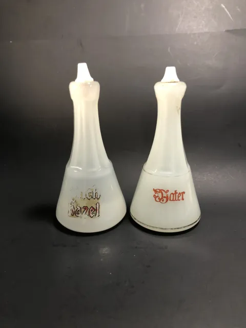 Set Of 2 Old Witch Hazel And Water Barber Bottle w/ Stoppers