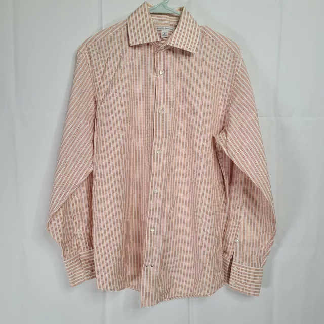 Banana Republic Peach Striped Long Sleeve Button Up Collared Shirt Size M Cotton