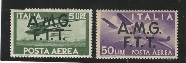 Italy: Trieste: 1947; Scott C3+C6, MH, overprint type C, cat 130$ EBIT-T02